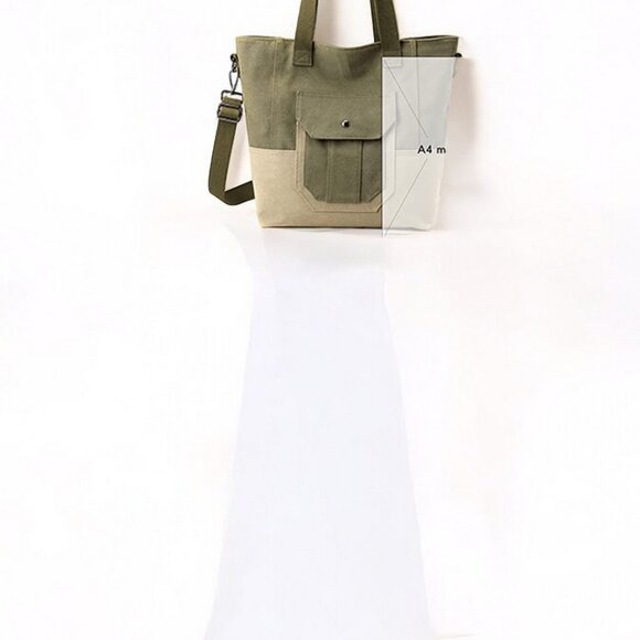 Canvas Tote Bag for Women Small Handbag with Zipper Shoulder - Black - Picture 5 of 9